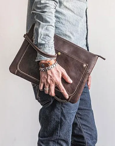 Handmade leather clutch bag wallet leather ipad case men Black long wallet Cyber Monday wallet sale