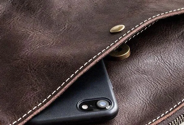 Handmade leather clutch bag wallet leather ipad case men Black long wallet