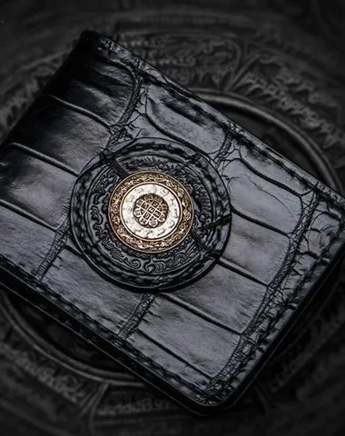 Handmade Leather License Wallet on sale Tooled Mens Small Wallet on sale Cool Leather Wallet on sale billfold Wallet on sale for Men