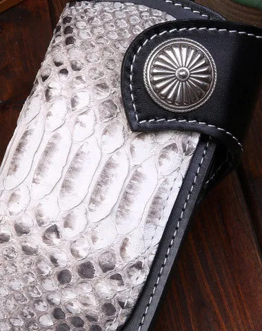 Handmade leather Long $biker trucker wallet leather chain men snake skin black wallet Cyber Monday wallet sale