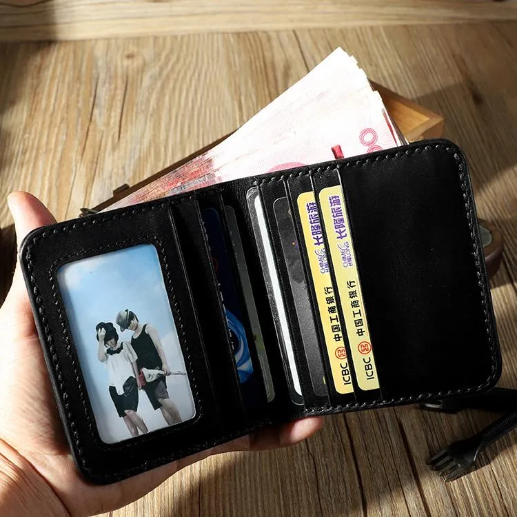 Handmade Leather Mens Billfold Wallet on sale Personalize Bifold Small Wallets on sale for Men