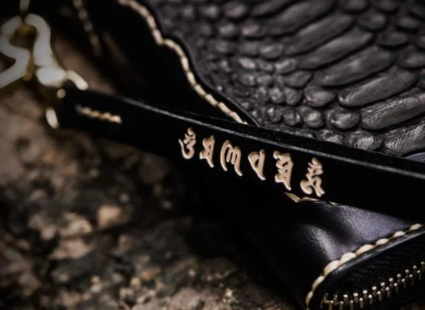 Handmade Leather Mens Chain Biker Wallet Leather Clutch Wallet Cool Long Wallets for Men