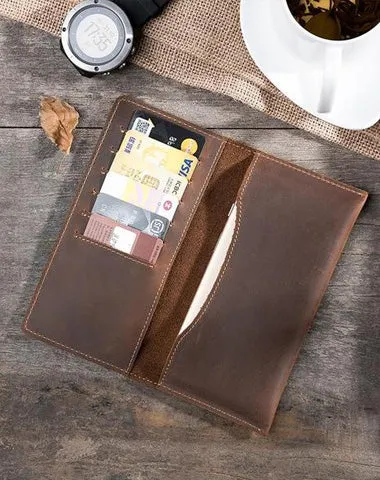 Handmade Leather Mens Clutch Wallet Cool Leather Wallet Long Phone Wallets for Men Cyber Monday wallet sale