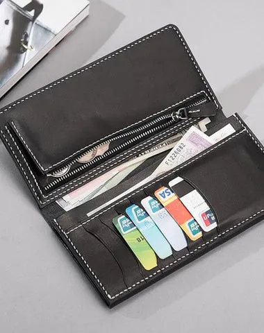 Handmade Leather Mens Clutch Wallet Cool Leather Wallet Long Phone Wallets for Men Cyber Monday wallet sale