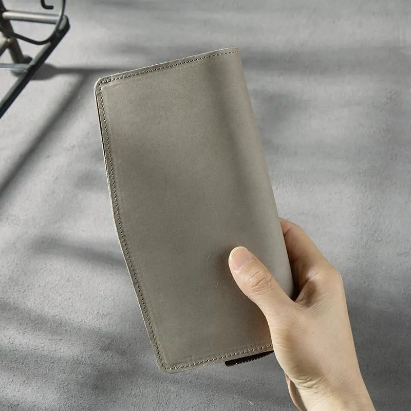 Handmade Leather Mens Clutch Wallet Cool Leather Wallet Long Phone Wallets for Men