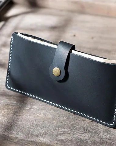 Handmade Leather Mens Clutch Wallet Cool Slim Leather Wallet Long Phone Wallets for Men Cyber Monday wallet sale
