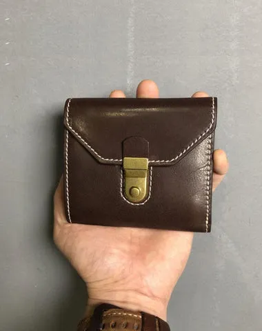 Handmade Leather Mens Cool billfold Leather Wallet on sale Men Small Wallets on sale Trifold for Men