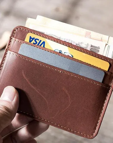 Handmade Leather Mens Cool billfold Wallet on sale Card Holder Small Card Slim Wallets on sale for Men