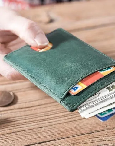 Handmade Leather Mens Cool billfold Wallet on sale Card Holder Small Card Slim Wallets on sale for Men