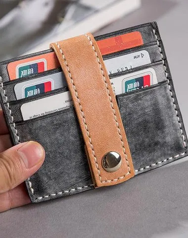 Handmade Leather Mens Cool billfold Wallet on sale Card Holder Small Card Slim Wallets on sale for Men