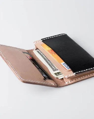 Handmade Leather Mens Cool billfold Wallet on sale Card Holder Small Card Slim Wallets on sale for Men