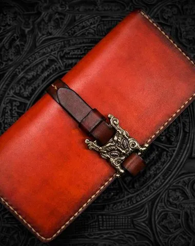 Handmade Leather Mens Cool Long Leather Wallet Long Wallets for Men Cyber Monday wallet sale
