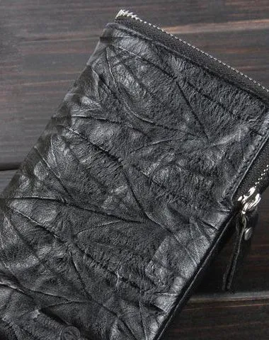 Handmade Leather Mens Cool Long Leather Wallet Trifold Clutch Wallet for Men Cyber Monday wallet sale