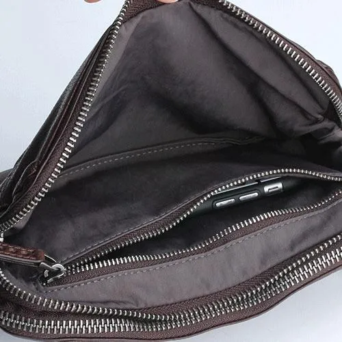 Handmade Leather Mens Cool Long Leather Wallet Zipper Clutch Wristlet Wallet for Men