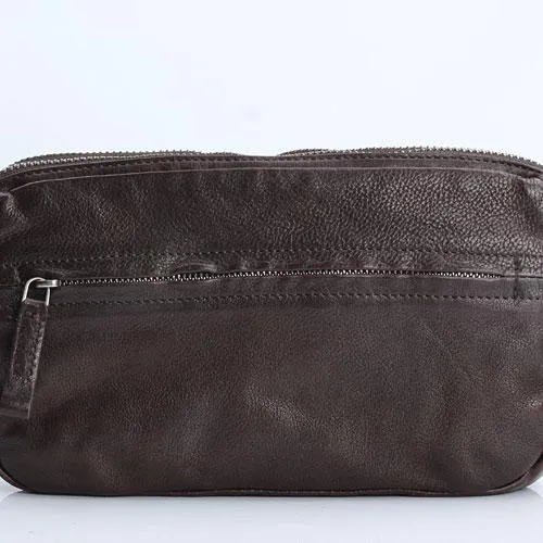 Handmade Leather Mens Cool Long Leather Wallet Zipper Clutch Wristlet Wallet for Men