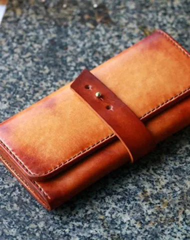 Handmade Leather Mens Long Wallet Vintage Cool Long Wallet for Men Cyber Monday wallet sale