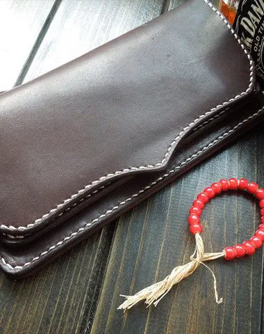 Handmade leather mens wallet bifold leather Long clutch wallet for men Cyber Monday wallet sale