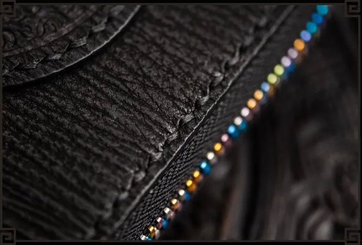 Handmade Leather Small Tooled Mens billfold Chain Wallet Cool Chain Wallet Biker Wallet for Men