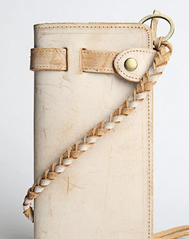 Handmade leather trucker wallet chain biker wallet long wallet beige leather men Cyber Monday wallet sale
