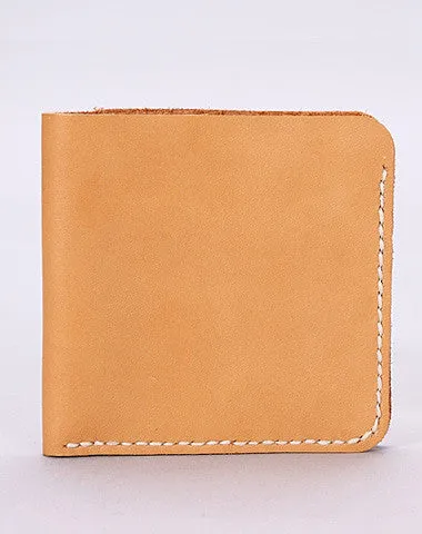 Handmade leather Wallet on sale yellow minimalist slim leather billfold card Wallet on sale for men