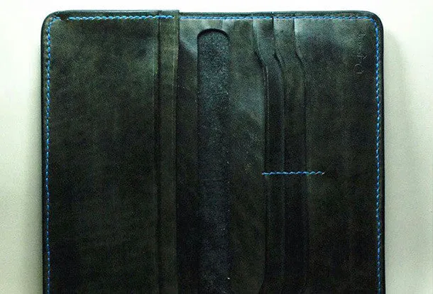 Handmade Long leather wallet men death angle tooled carved long wallet for him