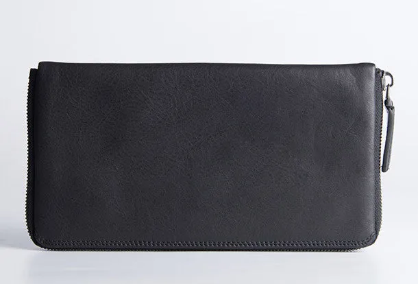 Handmade long wallet leather men phone zip clutch vintage wallet for men