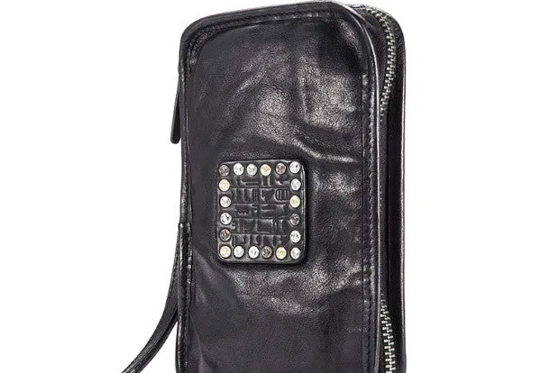 Handmade long wallet rivet leather men phone clutch vintage wallet for men
