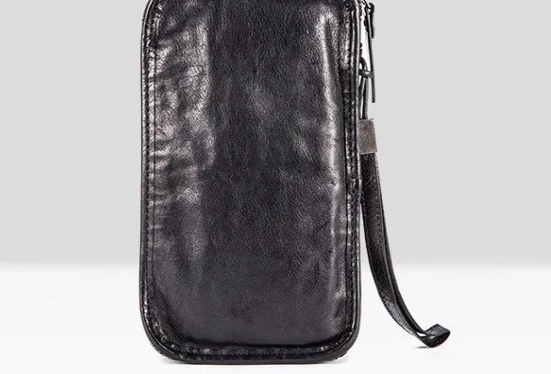 Handmade long wallet rivet leather men phone clutch vintage wallet for men