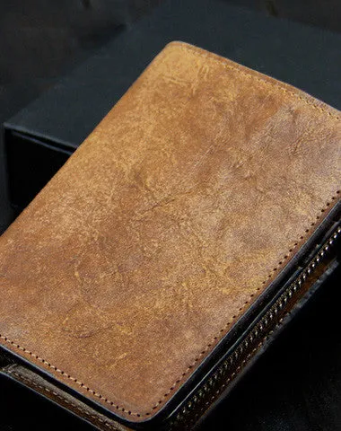 Handmade men billfold leather Wallet on sale men vintage brown gray billfold Wallet on sale for him
