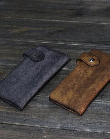 Handmade Men long leather wallet clutch men vintage brown gray wallet for him Cyber Monday wallet sale