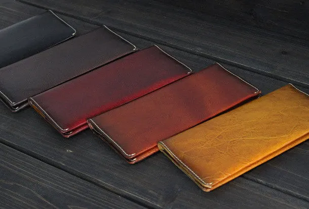 Handmade Men long leather wallet men vintage brown wallets for him