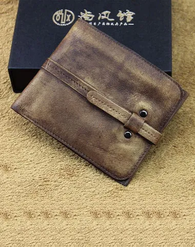 Handmade Mens Cool billfold Leather Wallet on sale Men Small Slim Wallets on sale Bifold for Men