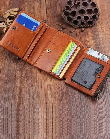 Handmade Mens Cool billfold Leather Wallet on sale Men Small Wallets on sale Trifold for Men