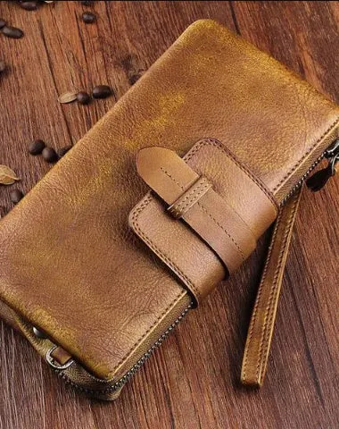 Handmade Mens Cool Long Leather Chain Wallet Cards Biker Trucker Wristlet Wallet Cyber Monday wallet sale