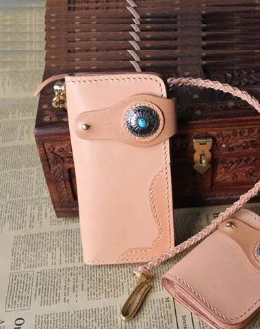 Handmade Mens Leather Biker Chain Wallet Cool Long Biker Wallet with Chain Cyber Monday wallet sale