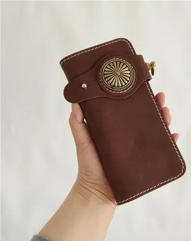Handmade Mens Long Biker Wallet with Chain Cool Leather Biker Chain Wallet Cyber Monday wallet sale
