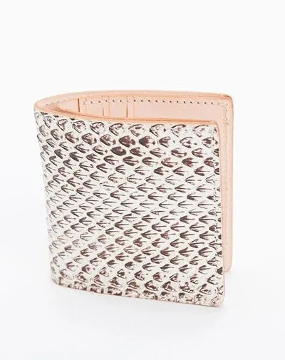 Handmade Shiny Silver Leather Mens billfold Wallet on sale Snakeskin Bifold Small Wallets on sale For Men