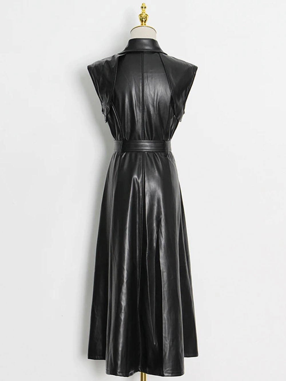 HERANE Leather Midi Dress