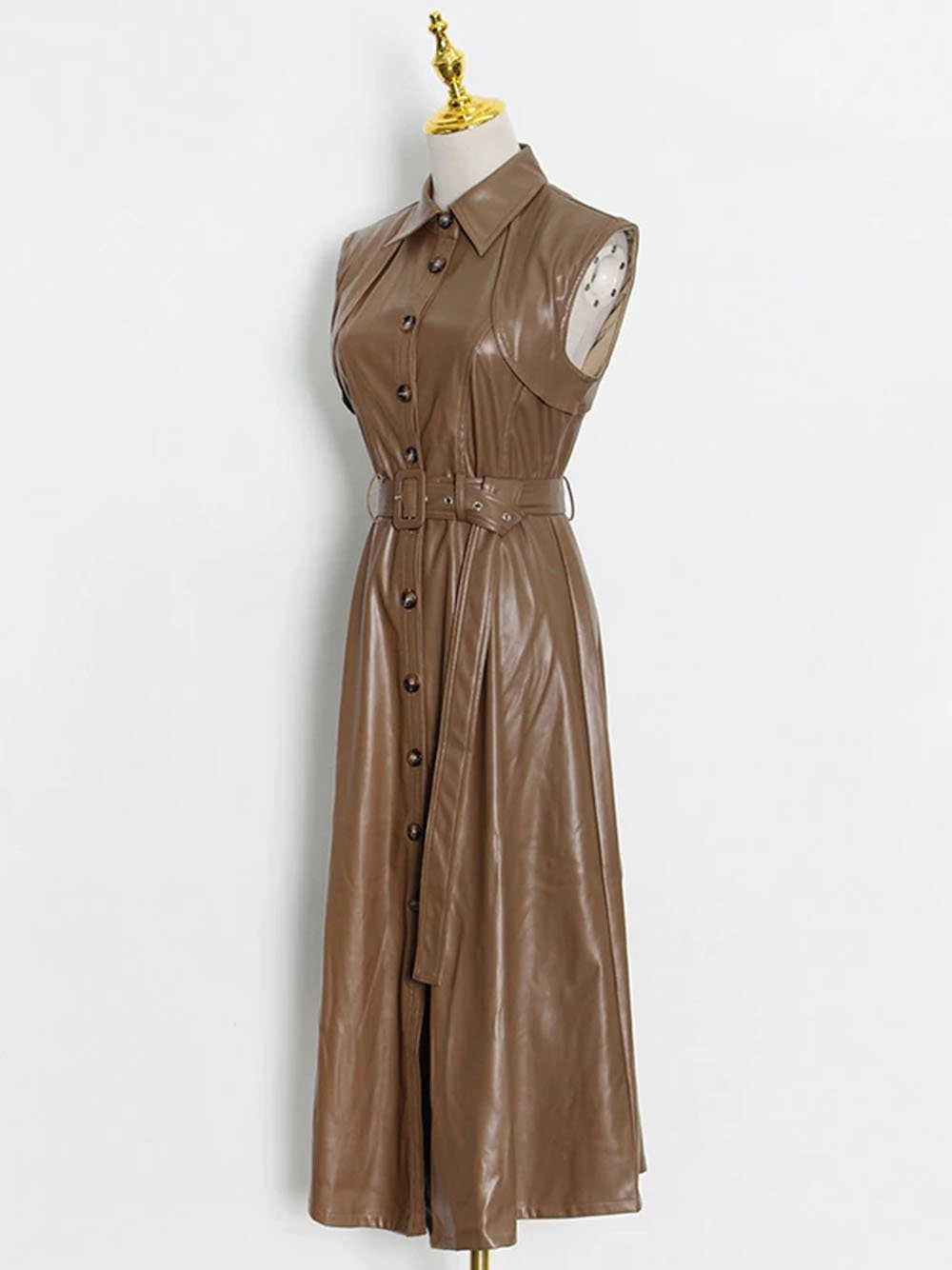 HERANE Leather Midi Dress