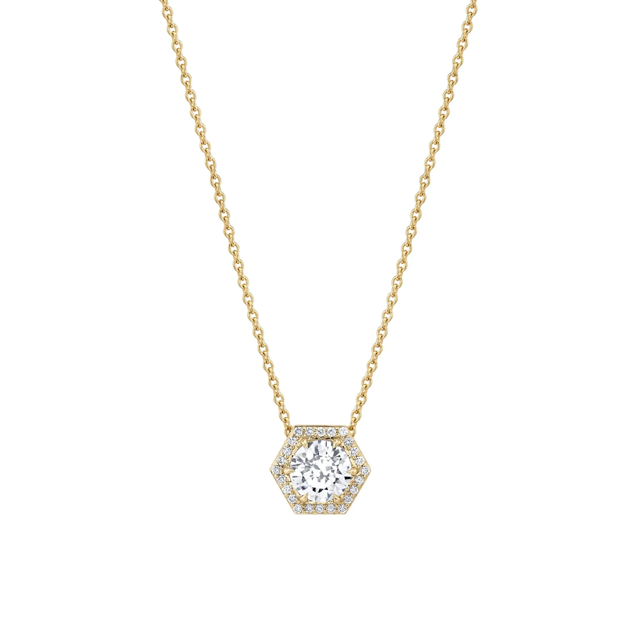 Hex Halo Solitaire Necklace P425-1.5 