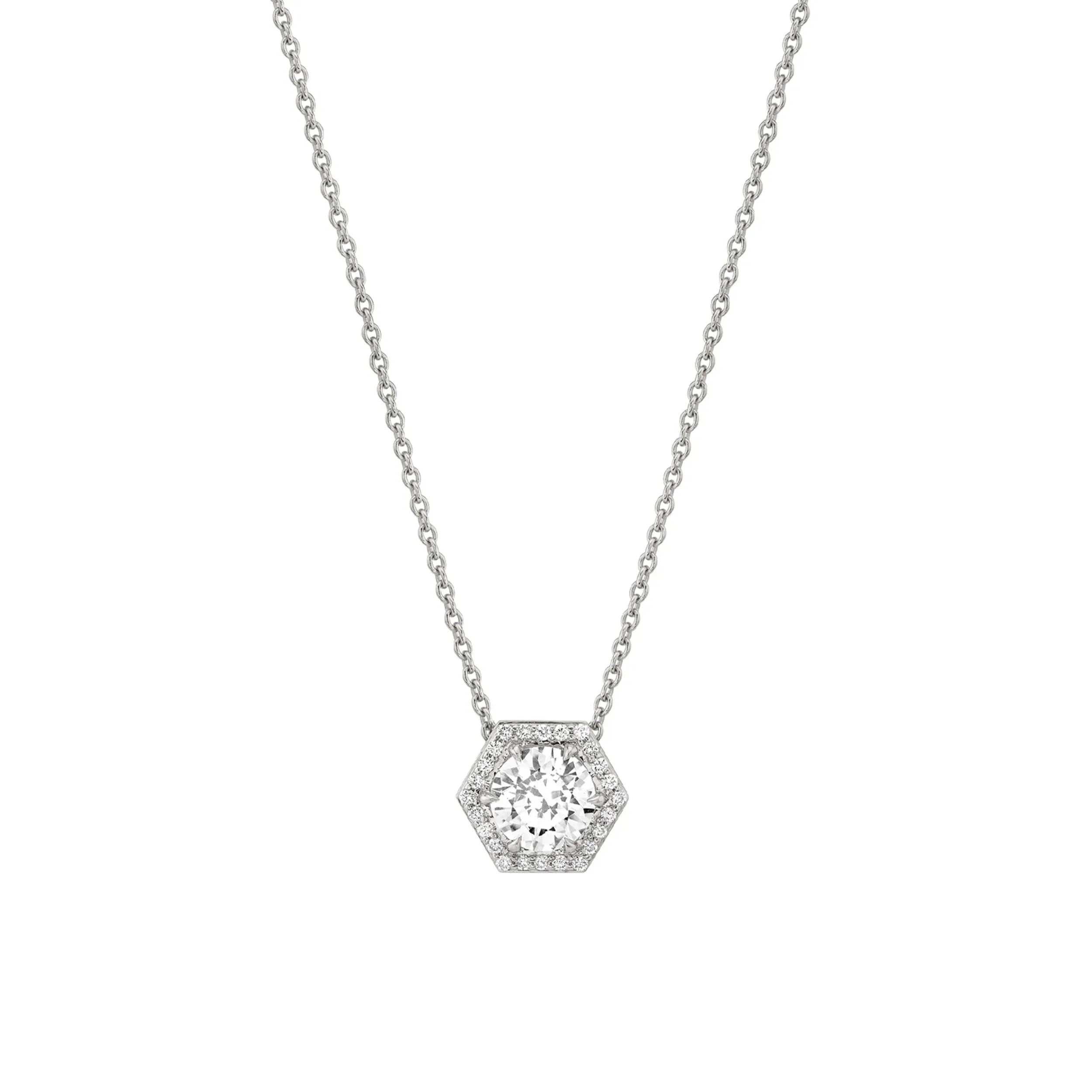 Hex Halo Solitaire Necklace P425-1.5