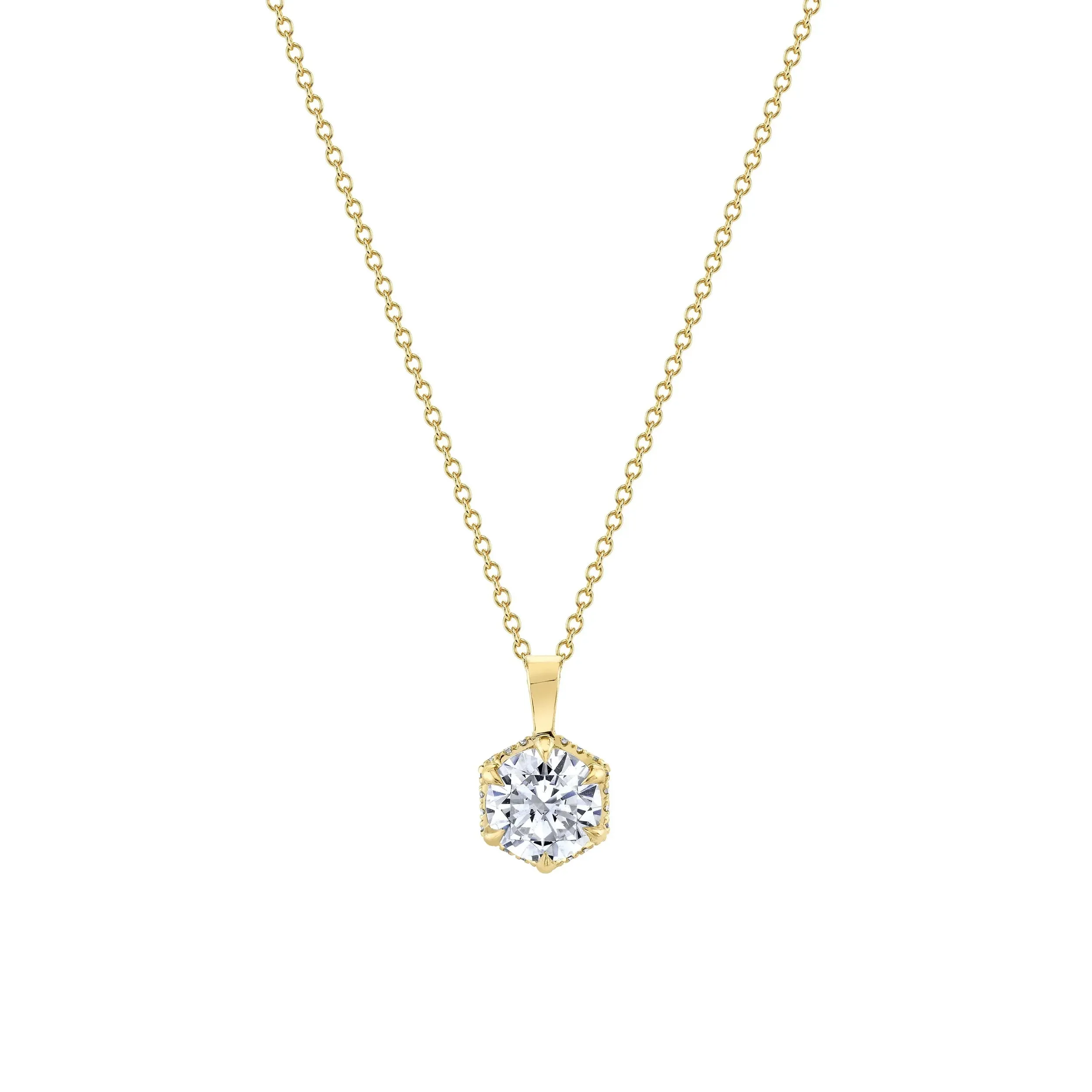 Hex Halo Solitaire Pendant P427-1.0 
