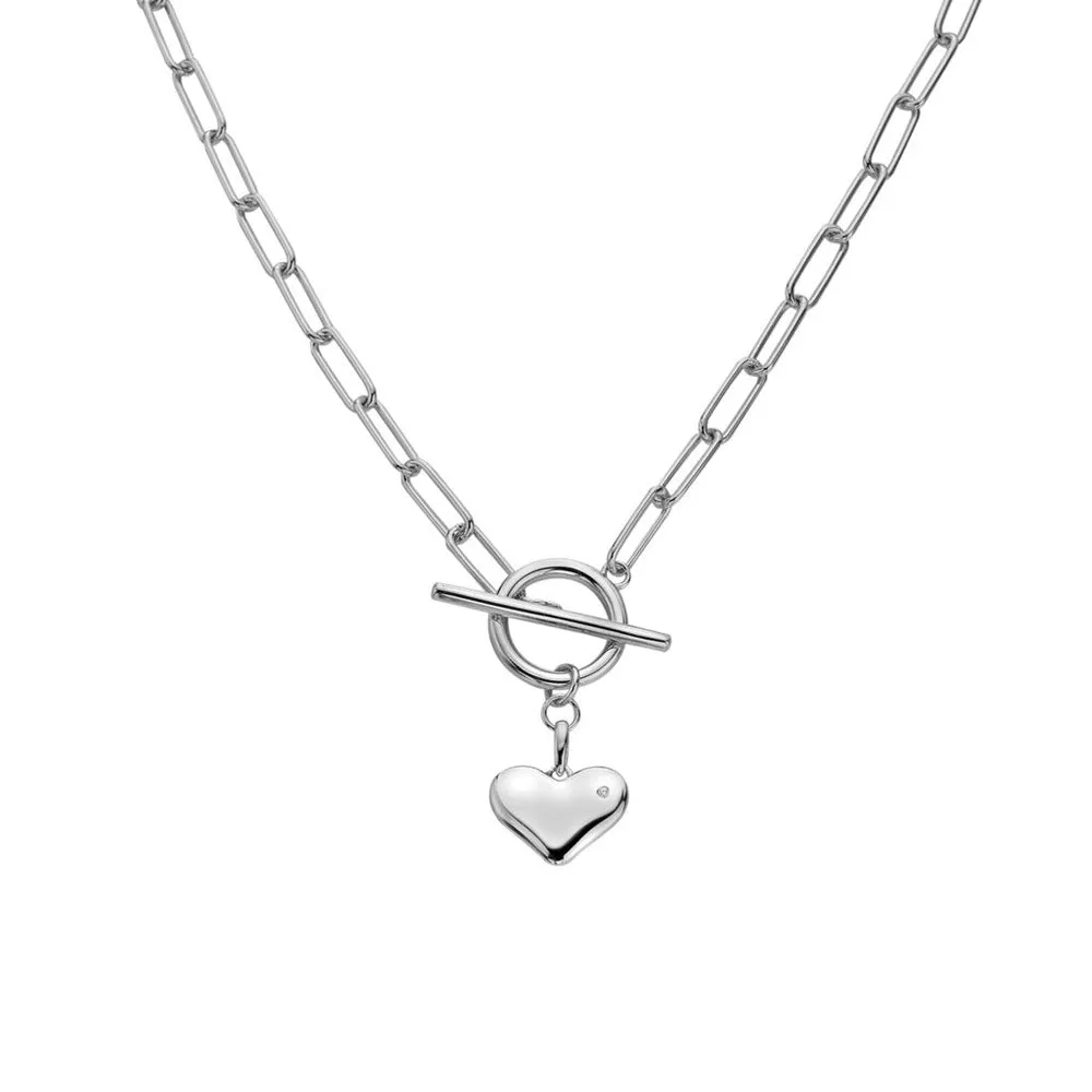 Hot Diamonds Chain Link T-Bar Heart Necklace DN218 