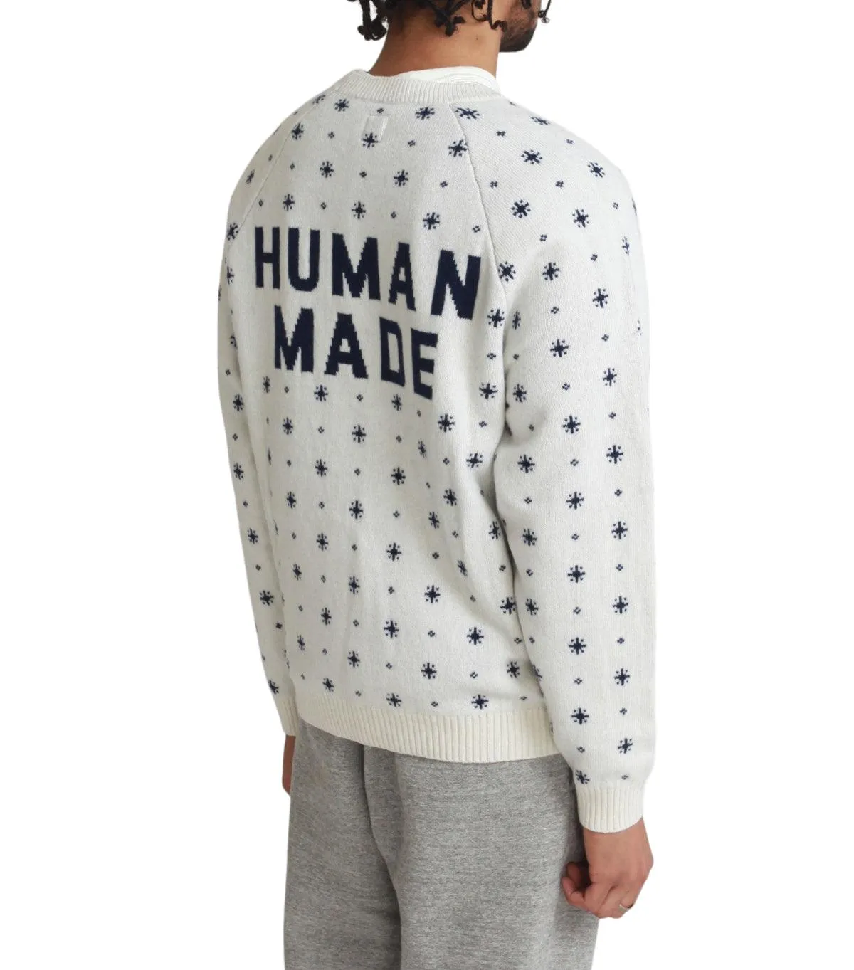 Human Made Polar Bear Jacquard Knit Sweater White
