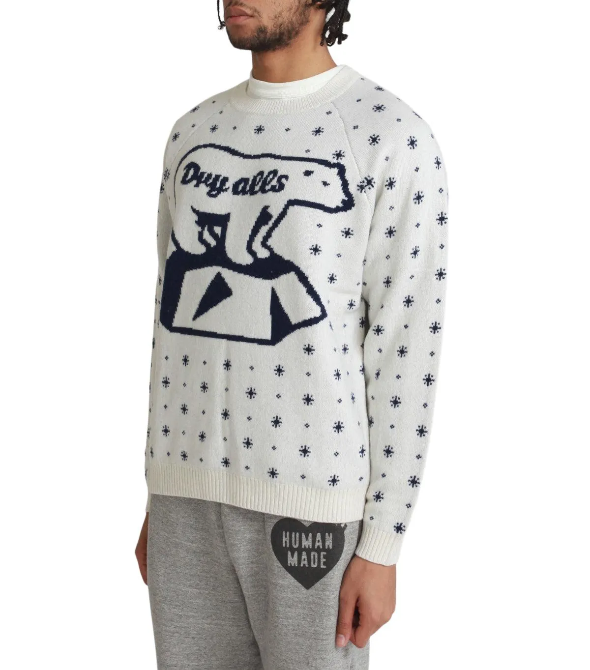 Human Made Polar Bear Jacquard Knit Sweater White