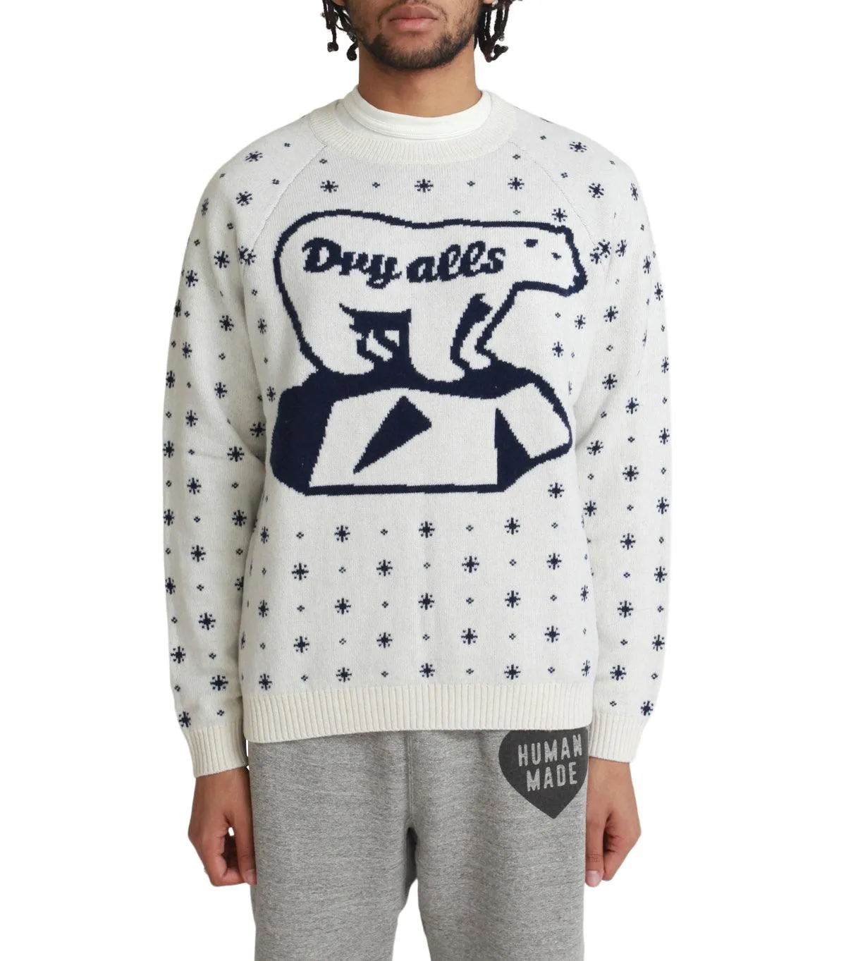 Human Made Polar Bear Jacquard Knit Sweater White