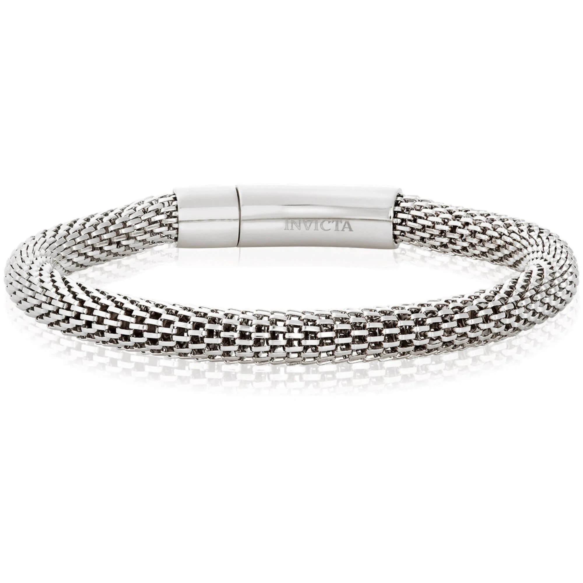 Invicta Men's Chain Cuff Bracelet - Silver Stainless Steel Mesh 6mm, Large | B8575-L