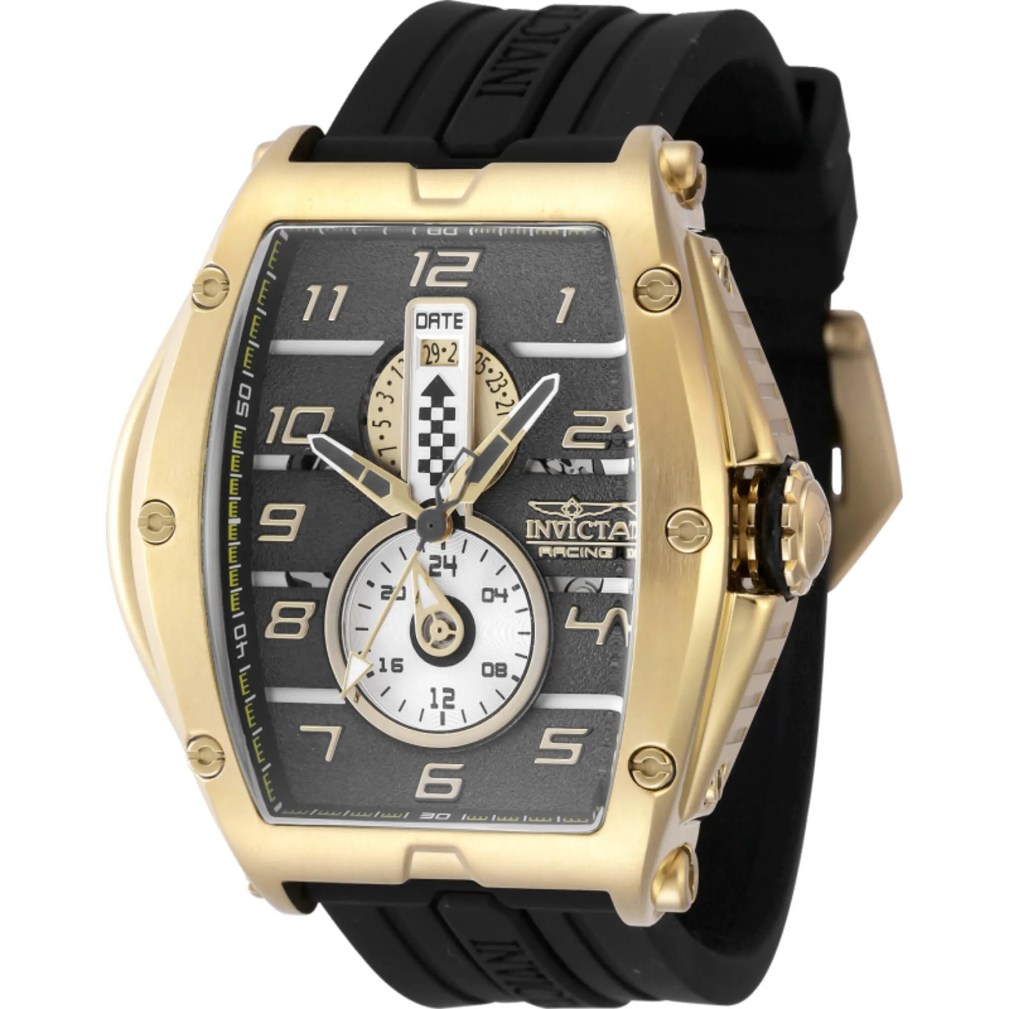 Invicta Men's Watch - Invicta Racing Quartz Yellow Gold Case Black Strap | 47386 