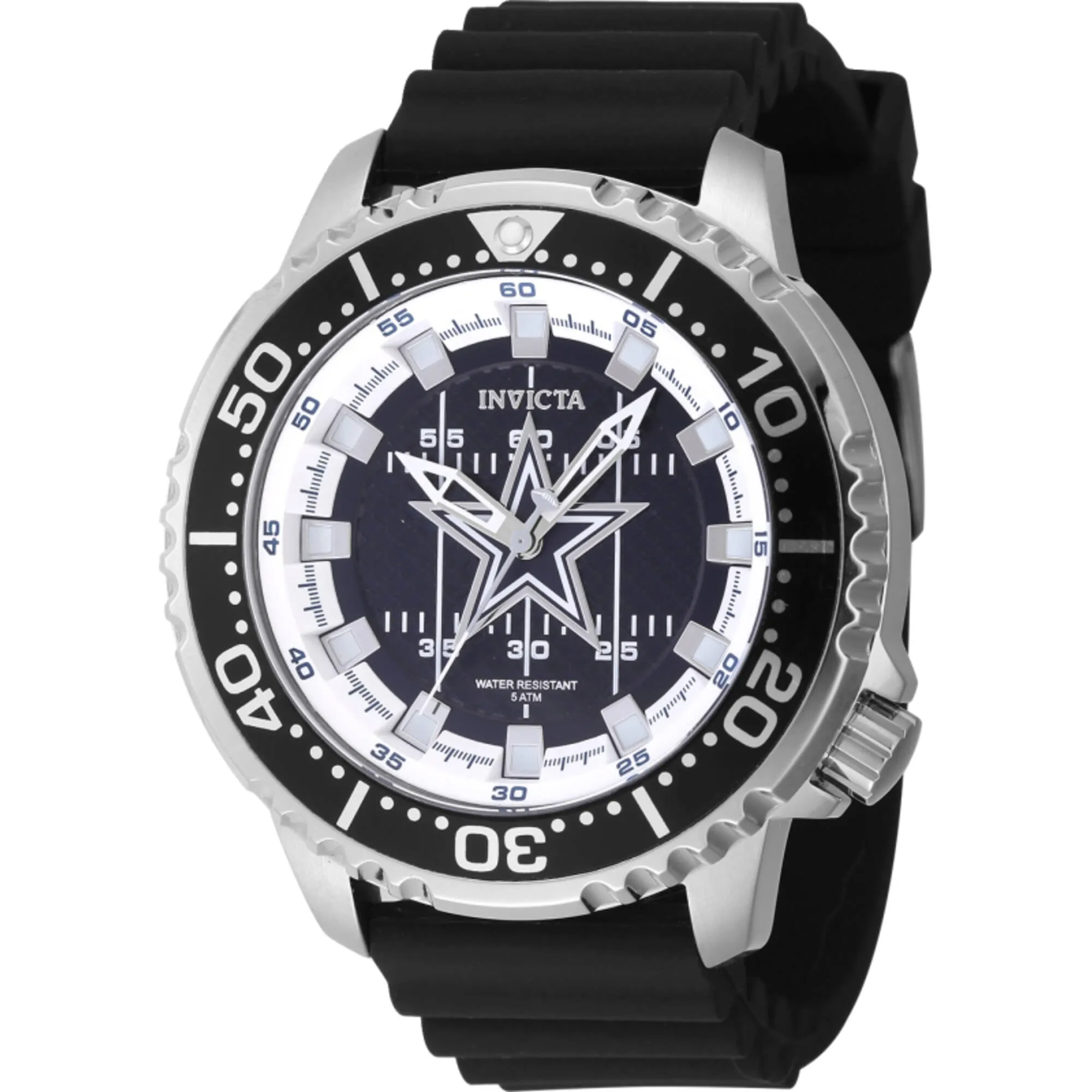 Invicta Men's Watch - NFL Dallas Cowboys Blue Dial Black Silicone Strap | 48099 