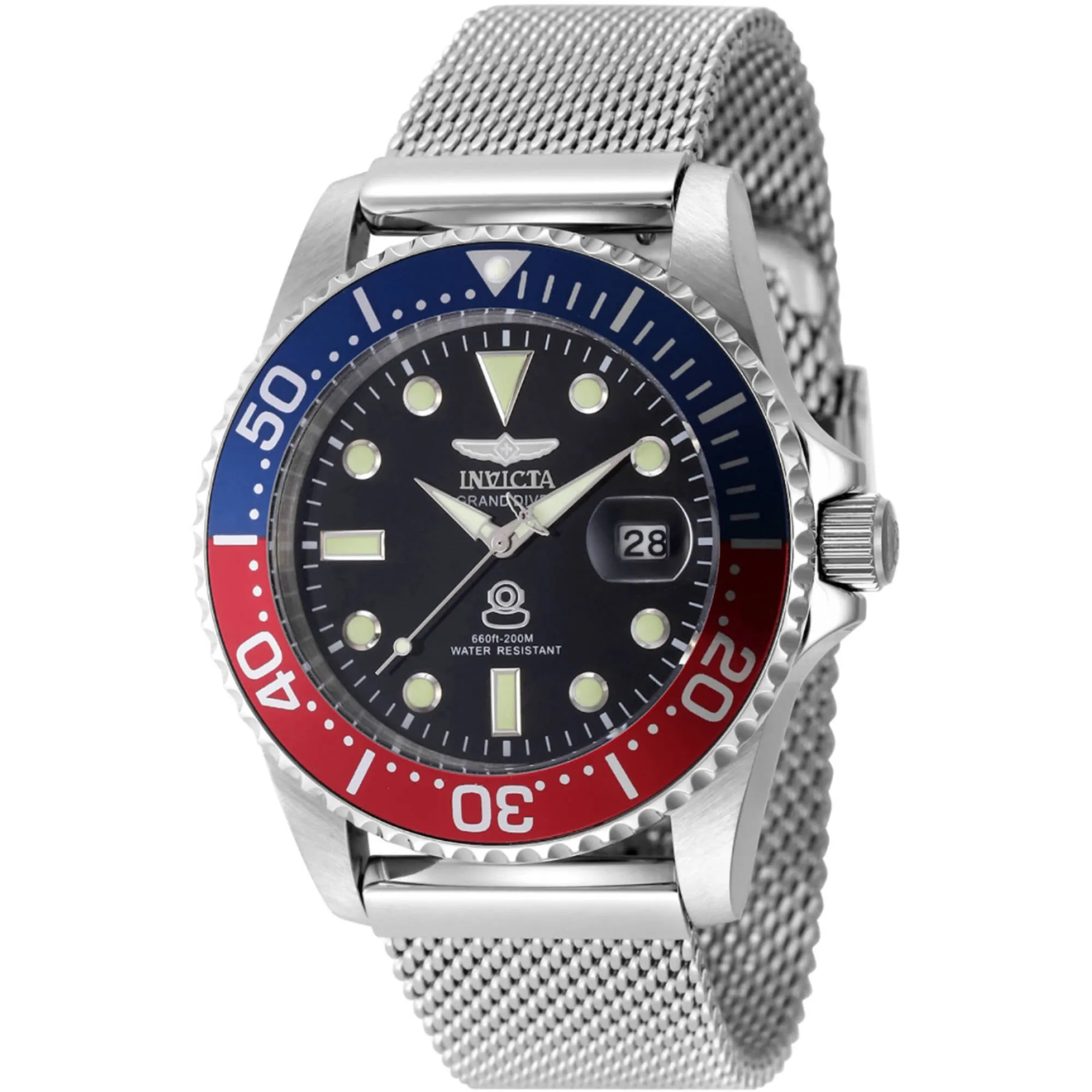 Invicta Men's Watch - Pro Diver Rotating Bezel Silver Steel Bracelet Dive | 48215 